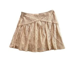 RACHEL RAY Women's Cream Lace A-line Boho Mini Skirt, Cloud Sz 2
